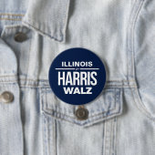 Illinois voor Harris Walz Ronde Button 7,6 Cm (In situ)