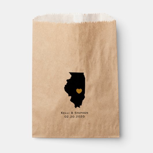 Illinois Wedding Favor Treat Sacks, Sacs Cadeaux (Devant)
