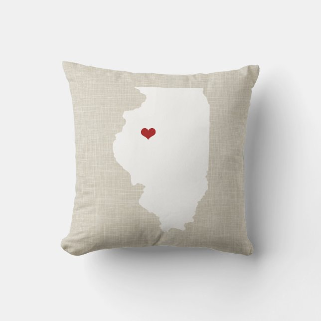 Illinoise State Pillow Faux Linen Personalized Kussen (Voorkant)