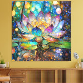 Illuminated Blooming Lotus Flower Canvas Afdruk (Insitu (Woonkamer))