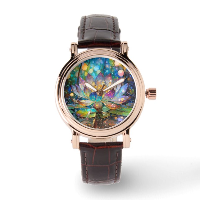 Illuminated Blooming Lotus Flower Horloge (Voorkant)