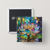Illuminated Blooming Lotus Flower Vierkante Button 5,1 Cm (Voorkant /achterkant)