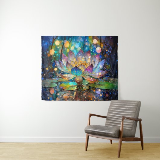 Illuminated Blooming Lotus Flower Wandkleed (In Situ (horizontaal))