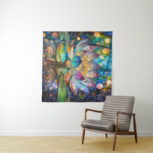 Illuminated Blooming Lotus Flower Wandkleed (In Situ (horizontaal))