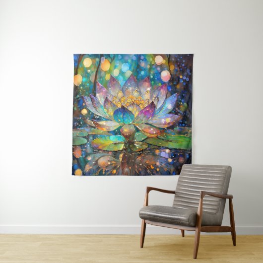 Illuminated Blooming Lotus Flower Wandkleed (In situ)