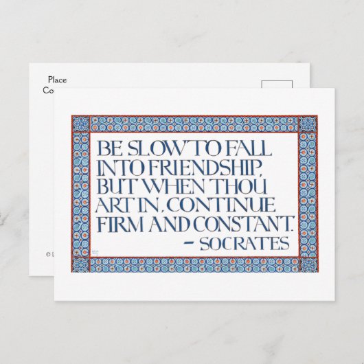 Illuminated Calligraphy Friendship Quote Socrates Briefkaart (Voorkant / Achterkant)