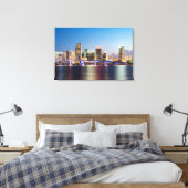 Illuminated skyline of downtown Miami at dusk Canvas Afdruk (Insitu (Slaapkamer))