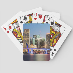 Illuminated skyline of downtown Miami at dusk Speelkaarten