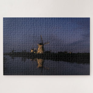 Illuminated windmill at Blue Hour Legpuzzel