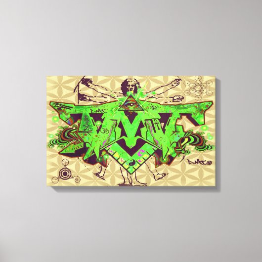ILLUMINATI DMT GRAFFITI CANVAS FLOWER OF LIFE AFDRUK (Voorkant)