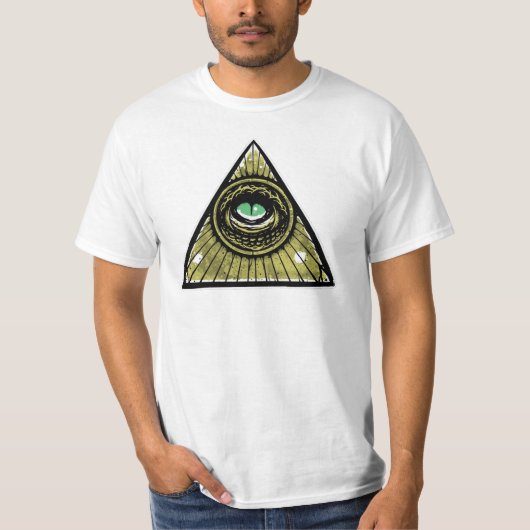 Illuminati Hipster Reptilian Eye Pyramide T-shirt (Voorkant)