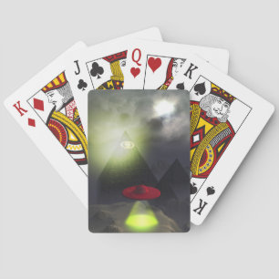 Illuminati-piramide en UFO-speelkaarten Pokerkaarten