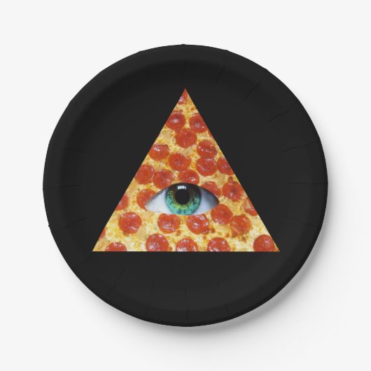 Illuminati Pizza Papieren Bordje (Voorkant)