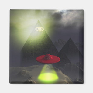 Illuminati Pyramid en UFO Magnet Magneet
