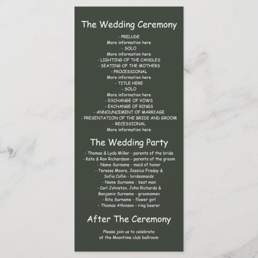 illuminations de nuit programmes de mariage cartes (Dos)