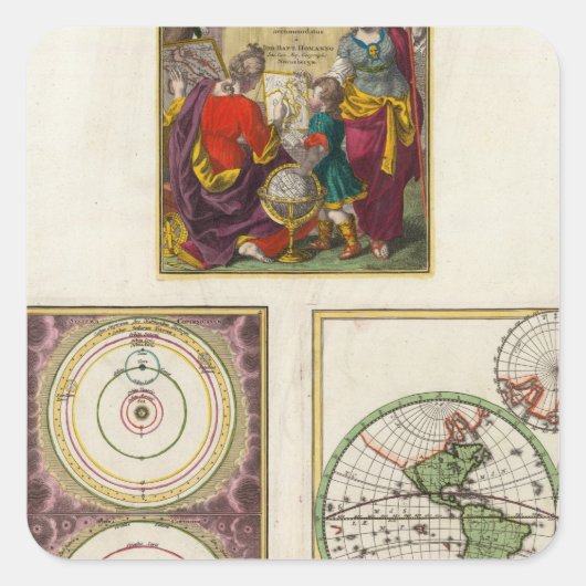 Illus Title Page Solar-systeem, Charte vom Globo Vierkante Sticker (Voorkant)