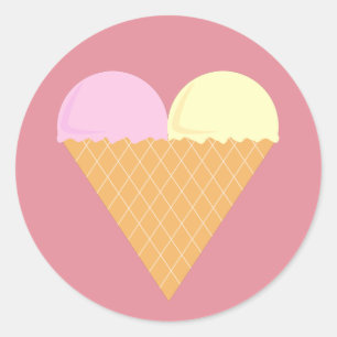 illusima Aardbei Banaan Ijs Pink Ronde Sticker