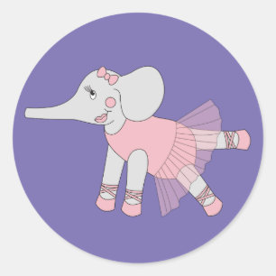 illusima Ballerina Elephant Paars Ronde Sticker