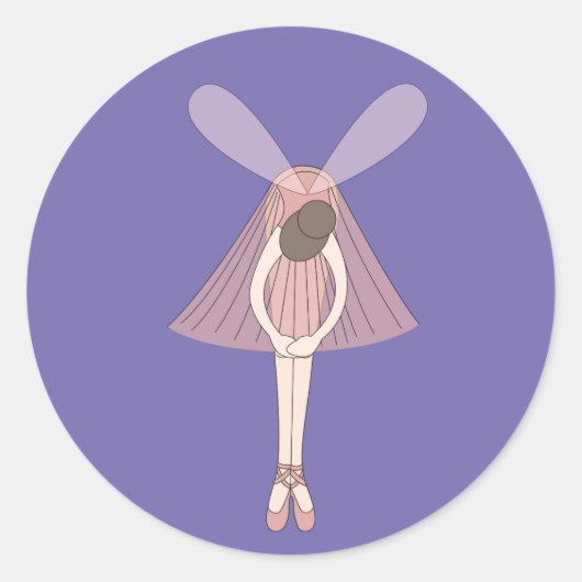 illusima Ballerina Fairy Paars Ronde Sticker (Voorkant)