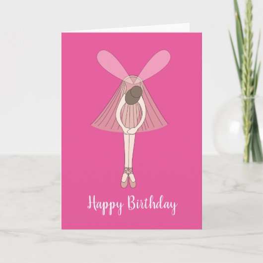 illusima Ballerina Fairy Pink Carte d'anniversaire (Devant)