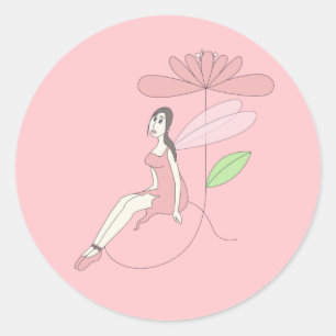 illusima Ballerina Fee op Bloem Ballet Roze Ronde Sticker