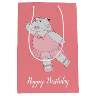 illusima ballerina hippo peach met tekst medium cadeauzakje