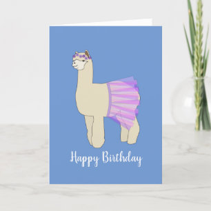 illusima Ballerina Llama Blue Birthday Kaart
