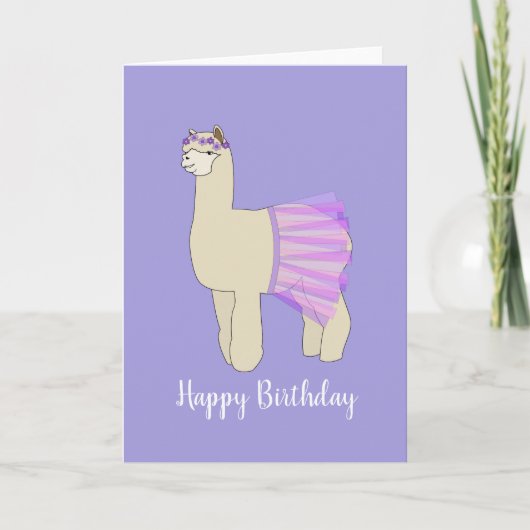 illusima Ballerina Llama violet carte d'anniversai (Devant)