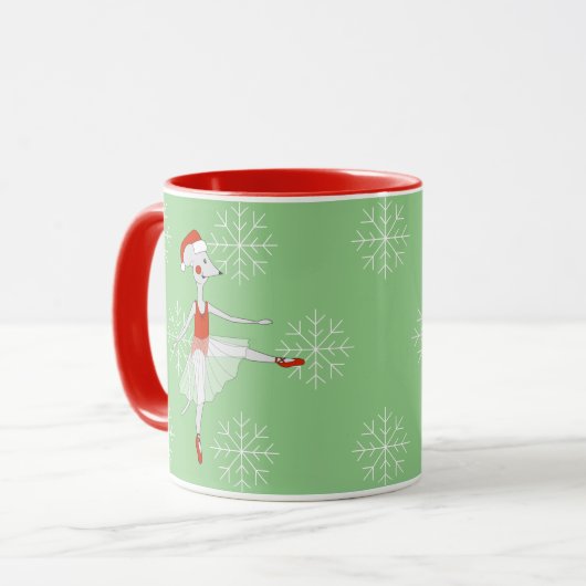 illusima Ballerina Mouse Christmas Snowflakes Mok (Voorkant links)