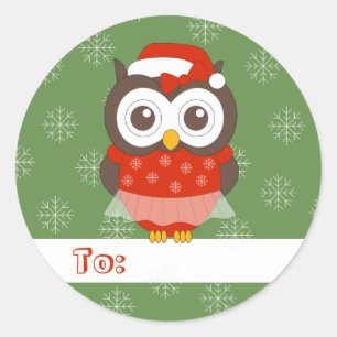 illusima Ballerina Uil Kerst Sneeuwvlokken Groen Ronde Sticker