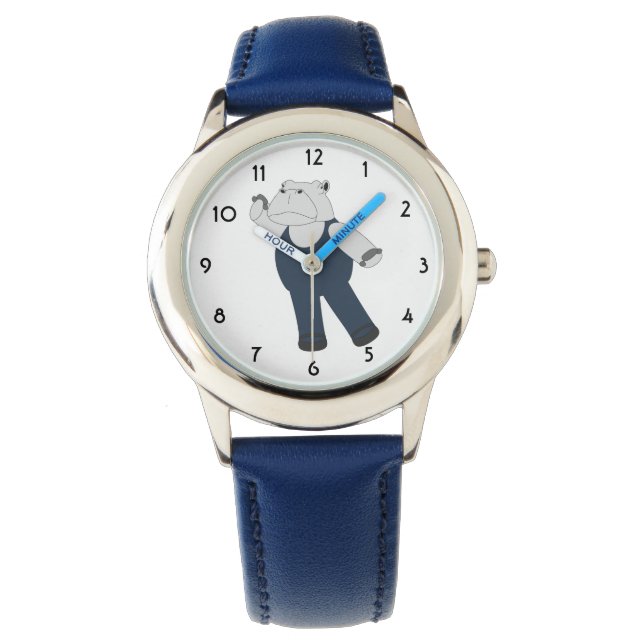 illusima Ballet Hippo Blue Kinder Watch Horloge (Voorkant)