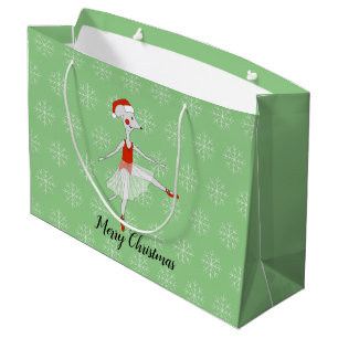 illusima Ballet Muis Kerst Sneeuwvlokken Groen Groot Cadeauzakje