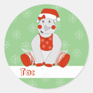 illusima Ballet Neushoorn Kerst Sneeuwvlokken Groe Ronde Sticker