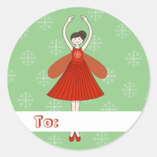 illusima Balletfee Kerstsneeuwvlokken Groen Ronde Sticker