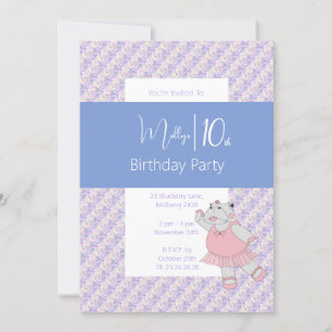 illusima Blue Ballerina Hippo 10e verjaardag Kaart