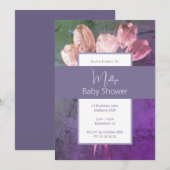 illusima Boho aquarel Tulpen Baby shower Kaart (Voorkant / Achterkant)