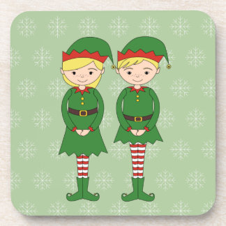 illusima Christmas Elves Snowflakes Green Bier Onderzetter