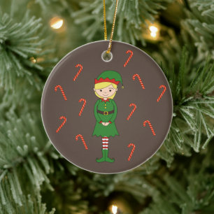 illusima Elf Meisje Kerstmis Bruin Special Keramisch Ornament