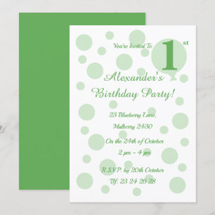 illusima Green Spots and Stippen Boys 1st Birthday Kaart