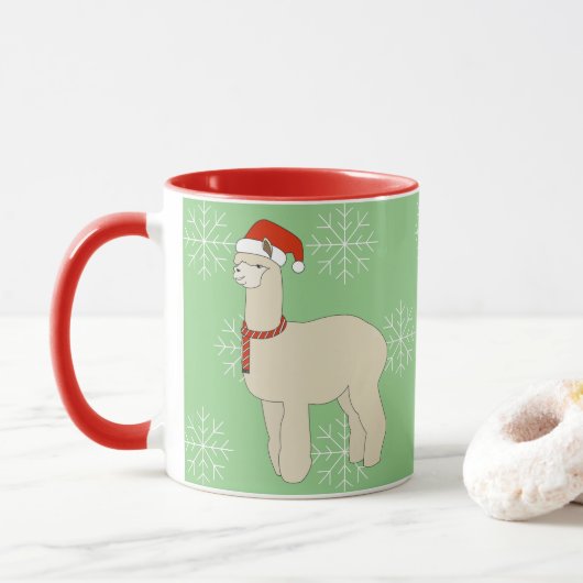 illusima lama kerst sneeuwvlokken mok (Met donut)