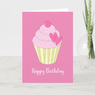 illusima Love Heart Cupcake Roze Kaart