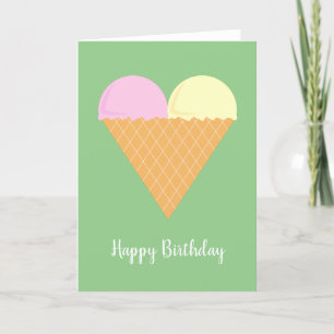 illusima Love Heart Ice-Cream Green Birthday Kaart