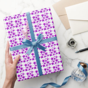 illusima Paarse Sterren Feest Cadeaupapier