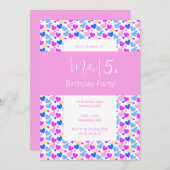 illusima Rainbow Love Hearts Pink 5th Verjaardag Kaart (Voorkant / Achterkant)
