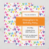 illusima Rainbow Triangles 1st Birthday Party Kaart (Voorkant / Achterkant)