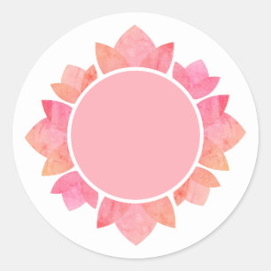 illusima Roze Lotus Cirkel Wit Ronde Sticker
