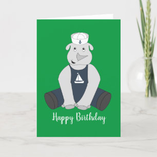 illusima Sailor Rhino Carte d'anniversaire verte