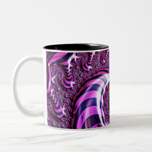 Illusion de spirale rose et noire Mug à deux tons (Gauche)