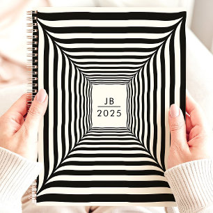 Illusion d'optique rayures noires et blanches 2025