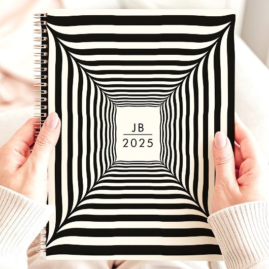 Illusion d'optique rayures noires et blanches 2025